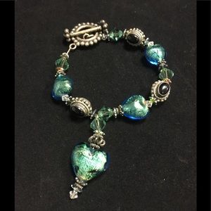 Handmade Art Glass Beaded Bracelet.